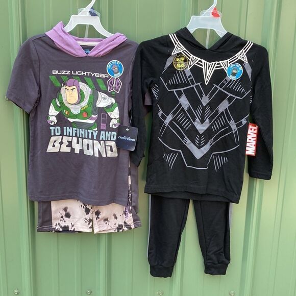 Boys Marvel & Disney Long Hoodie Jogger & T-Shirt Shorts 2, 2-Piece Sets Size 5 - Picture 1 of 10
